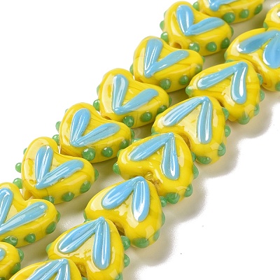 Heart Handmade Lampwork Beads Strands LAMP-G150-01C-1