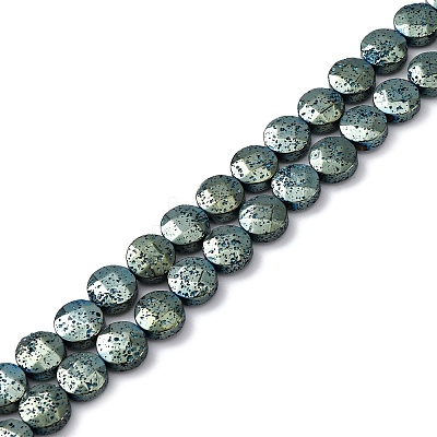 Electroplated Natural Lava Rock Beads Strands G-A256-F01-01G-1