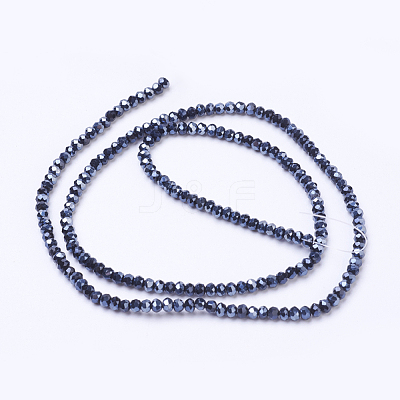 Faceted Rondelle Electroplate Half Plated Glass Beads Strands X-EGLA-F003-D01-1