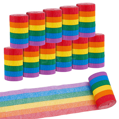 Rainbow Crepe Paper Streamers for Graduation Baby Shower Gender Reveal Birthday Party Decor DIY-WH0622-448-1