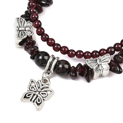 Natural Garnet Chip Beads Multi-strand Bracelet BJEW-JB07052-03-1