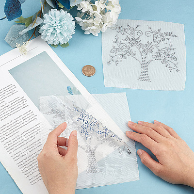 Tree of Life Glass Hotfix Rhinestone DIY-WH0419-59-1