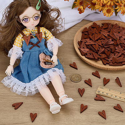 2 Sets 2-Hole Wood Buttons WOOD-FG0001-62-1