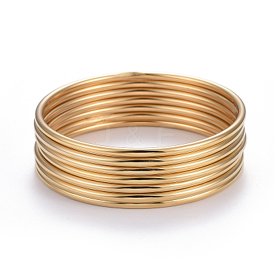 Ion Plating(IP) 7Pcs Fashion 304 Stainless Steel Plain Bangles BJEW-L664-022B-G01-1