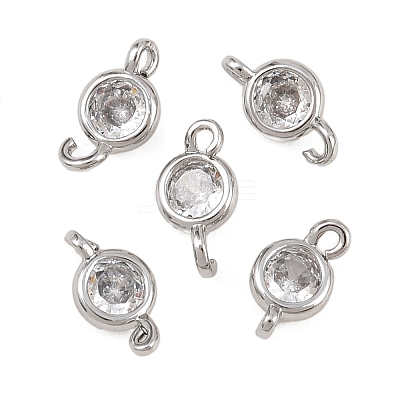 Brass Pave Clear Cubic Zirconia Connector Charms KK-H538-04P-1