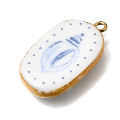 Fruit & Floral & Animals Printed Handmade Porcelain Pendants STAS-Z207-01G-M-1
