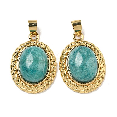 Natural Amazonite Oval Pendants G-B079-02G-04-1
