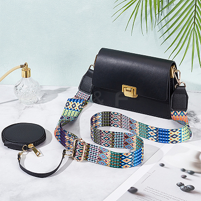 1Pc PU Leather Wallets & 1Pc Boho Style Nylon Adjustable Webbing Bag Straps FIND-WR0010-16-1