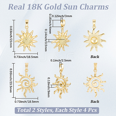 8Pcs 2 Styles Brass Pendants KK-BBC0024-51-1