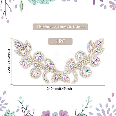 Flower Pattern Rhinstone Appliques AJEW-FG0002-40B-1