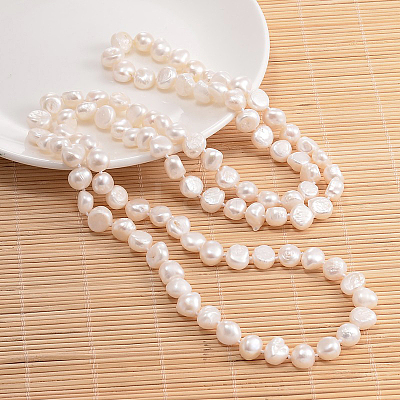 Natural Pearl Nuggets Beaded Necklace NJEW-P126-B-01E-01-1