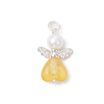 7Pcs Frosted Transparent Acrylic & Glass Pearl Pendants PALLOY-JF04175-02-1