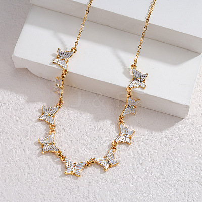 304 Stainless Steel Crystal Rhinestone Butterfly Multi-Pendant Necklaces for Women WG50282-01-1