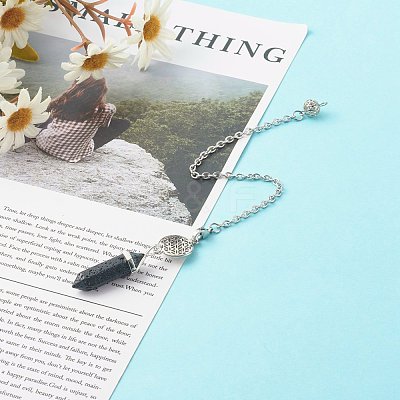 Natural Lava Rock Pointed Dowsing Pendulums PALLOY-JF00819-02-1