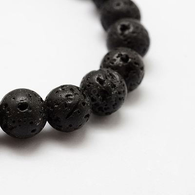 Natural Lava Rock Round Beads Stretch Bracelets BJEW-G550-07-10mm-1