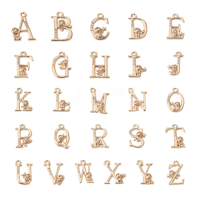 26Pcs 26 Style Brass Micro Pave Clear Cubic Zirconia Pendants KK-CW0001-05-1