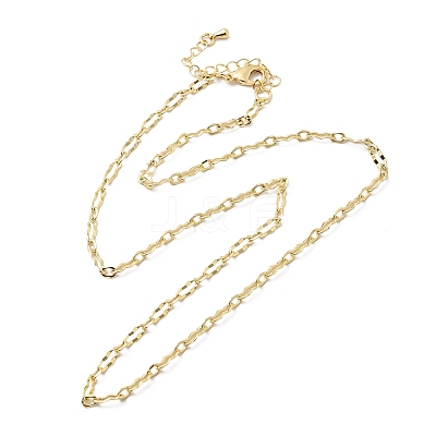 3MM Brass Textured Oval Link Chain Necklaces for Women Men NJEW-F355-01G-1