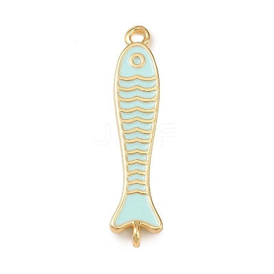 Brass Enamel Fish Connector Charms KK-L255-15G-02-1