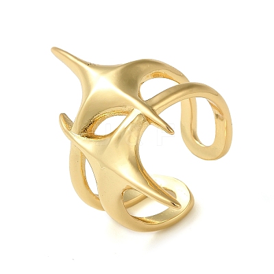 Brass Open Cuff Ring RJEW-Q805-08G-1