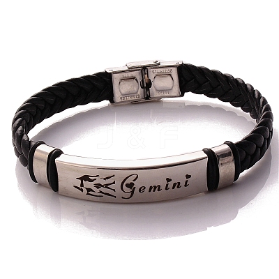 Braided Leather Cord Bracelets PW-WG99416-03-1