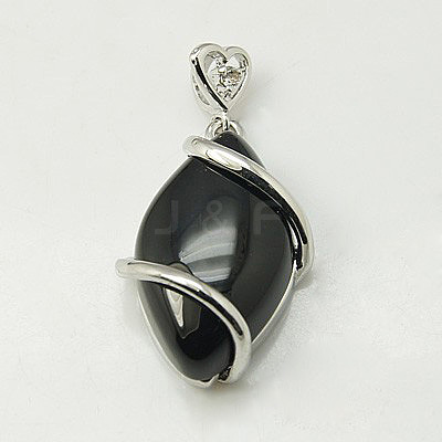 Natural Dyed & Heated Black Agate Pendants G-G073-3-1