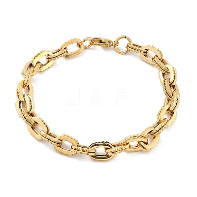 304 Stainless Steel Double Cable Link Chain Bracelets for Women Men BJEW-F488-36G-1