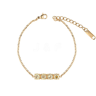 Rectangle Cubic Zirconia Link Bracelets HU1791-5-1
