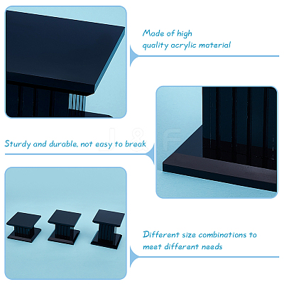 3Pcs 3 Sizes Square Acrylic Jewelry Display Pedestals ODIS-WH0038-170B-1