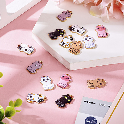 14Pcs 7 Styles Rack Plating Alloy Enamel Pendants FIND-TA0005-24-1