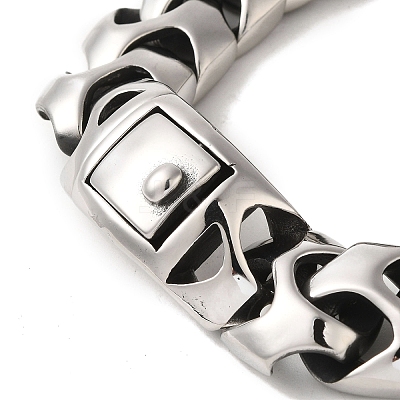 304 Stainless Steel Link Chain Bracelets for Women Men BJEW-Q341-12AS-1