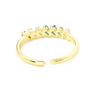 Cubic Zircona Triangle Open Cuff Ring RJEW-H103-08G-1