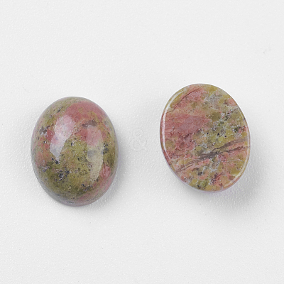 Natural Unakite Cabochons G-10x8x4-1