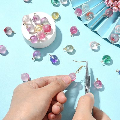 50Pcs Transparent Spray Painted Glass Peach Pendants GLAA-CJ0002-24-1
