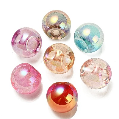 UV Plating Rainbow Iridescent Acrylic Beads OACR-G012-06-1