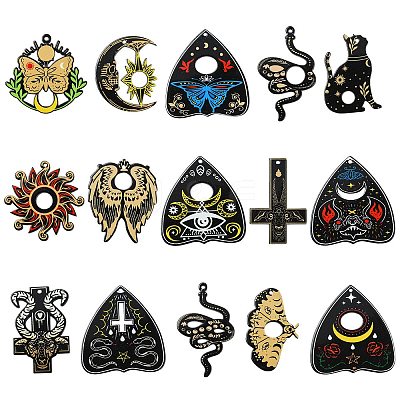 30Pcs 15 Styles Opaque Printed Acrylic Pendants OACR-CJ0002-43-1