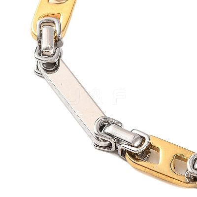 201 Stainless Steel Rectangle Byzantine Chain Bracelets BJEW-B078-111GP-1