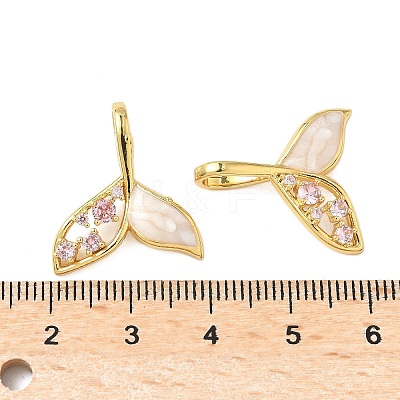 Brass Micro Pave Clear Cubic Zirconia Shell Pendants KK-B139-17G-01-1