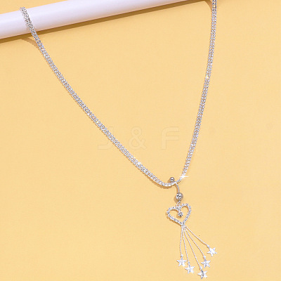 Heart & Star Tassel Brass Crystal Rhinestone Waist Chains with Belly Rings FS-WG9C1C0-01-1