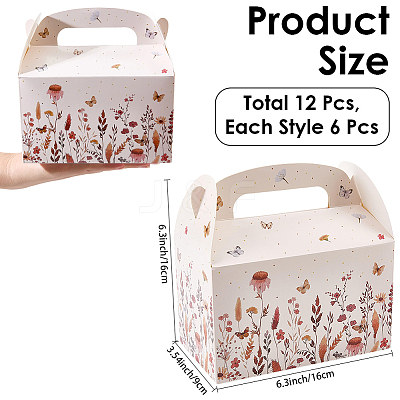 12Pcs 2 Styles Floral Printed Portable Paper Candy Gift Tote Boxes CON-CP0001-020-1