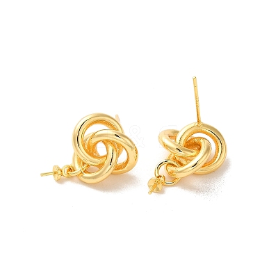 Brass Stud Earrings Findings EJEW-H128-03G-1
