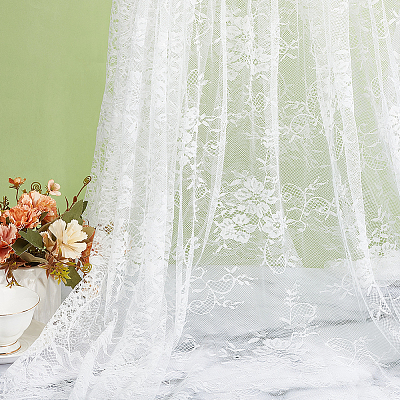Flower Pattern Polyester Lace Fabrc DIY-WH20007-849A-1