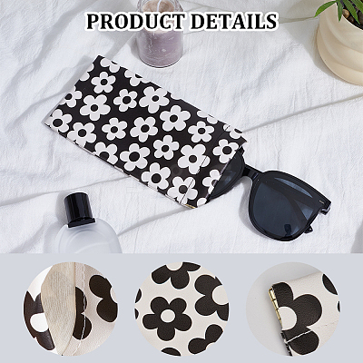 3Pcs 3 Colors Rectangle with Flower Pattern PU Leather Eyelasses Case AJEW-CN0005-64-1
