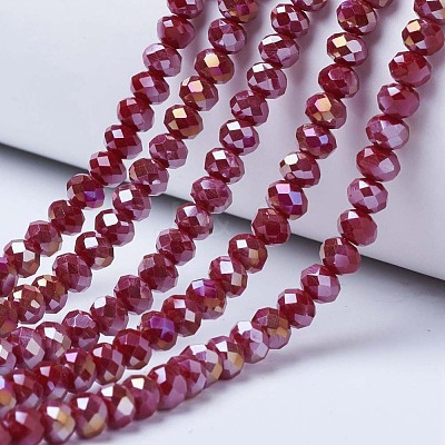 Electroplate Glass Beads Strands EGLA-A034-P4mm-B04-1