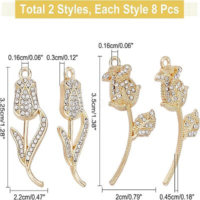 16Pcs 2 Style Rack Plating Alloy Pendants PALLOY-FH0001-80-1