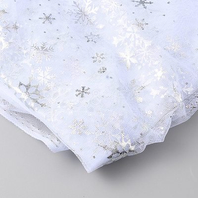 Snowflake Pattern Polyester Mesh Fabric DIY-WH0304-672A-1