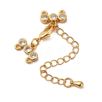 Brass Micro Pave Clear Cubic Zirconia Chain Extender KK-A214-35G-1