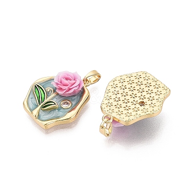 Brass Enamel Pendants KK-SZC0009-03G-03-1