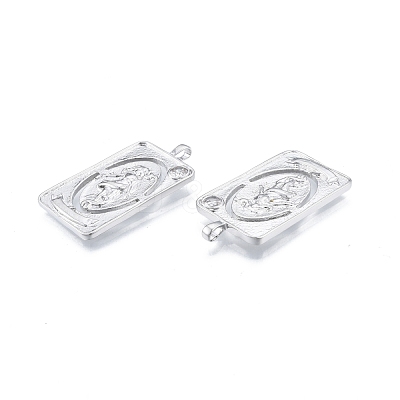 Brass Micro Pave Clear Cubic Zirconia Pendants KK-G432-19P-1