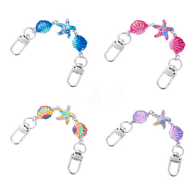 4Pcs 4 Colors Ocean Theme Alloy Enamel Link Purse Strap Extenders AJEW-TA0003-68-1