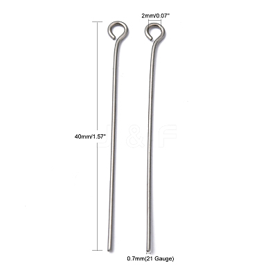 Tarnish Resistant 304 Stainless Steel Eye Pin X-STAS-R045-40mm-1